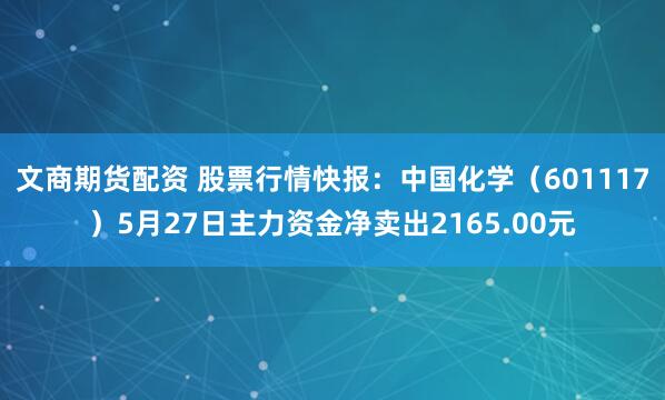 文商期货配资 股票行情快报：中国化学（601117）5月27日主力资金净卖出2165.00元