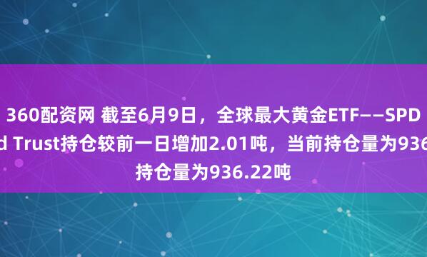360配资网 截至6月9日，全球最大黄金ETF——SPDR Gold Trust持仓较前一日增加2.01吨，当前持仓量为936.22吨