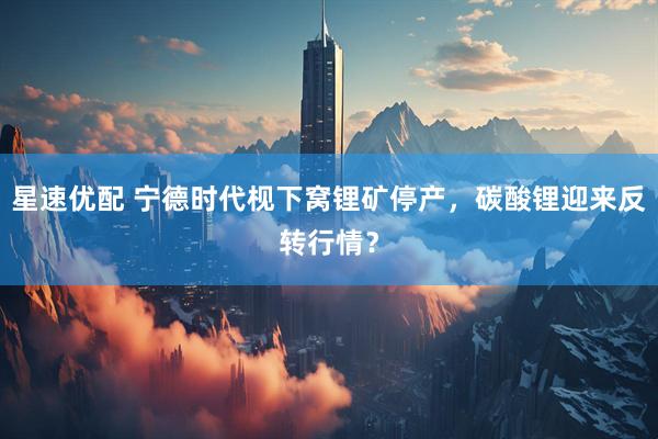 星速优配 宁德时代枧下窝锂矿停产，碳酸锂迎来反转行情？